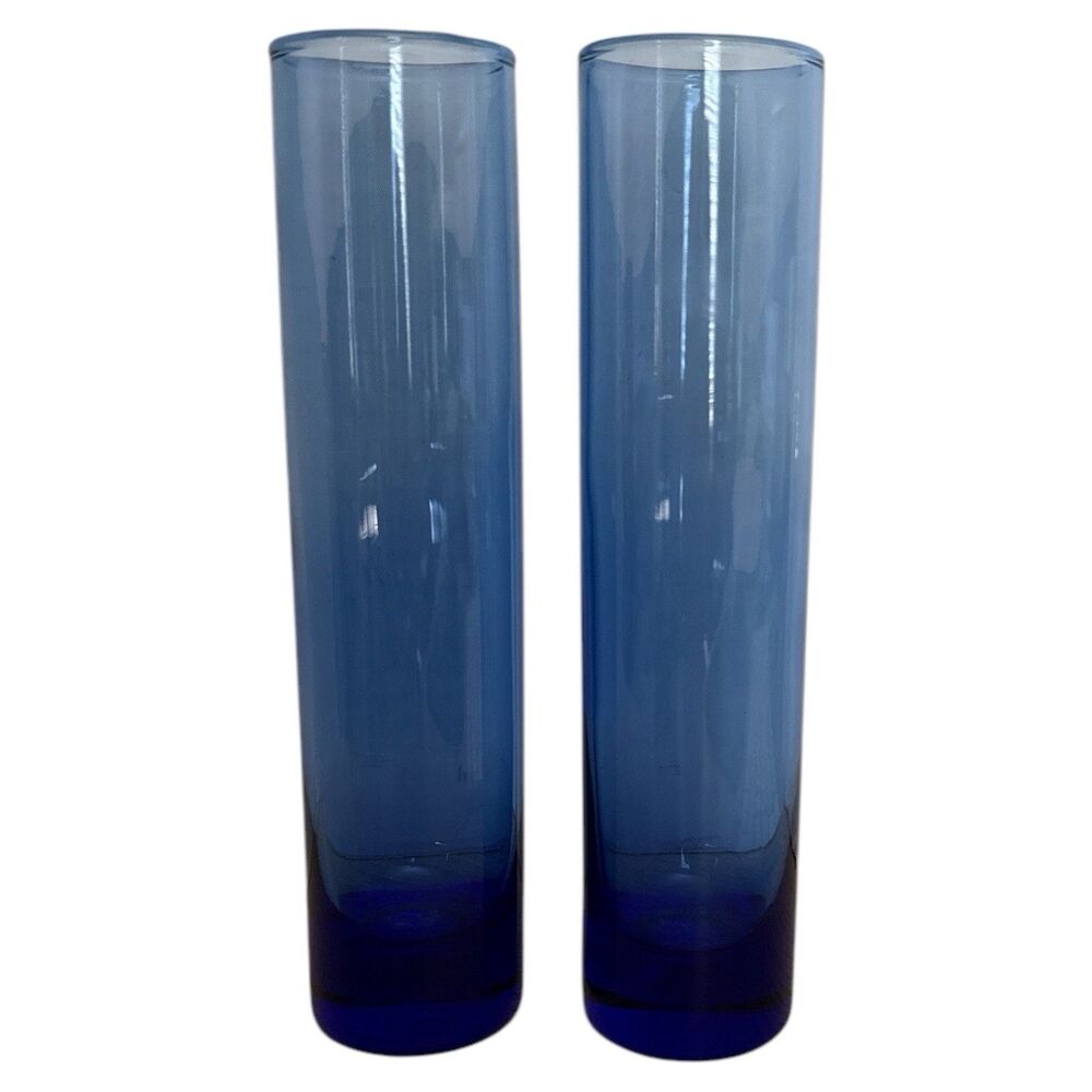 VTG 90s Libbey Cobalt Blue Glass Bud Vase Set of 2